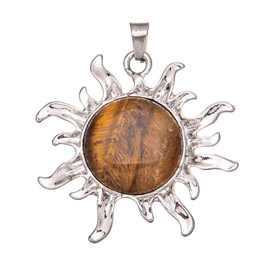 Sunflower alloy round ring inlaid crystal pendant