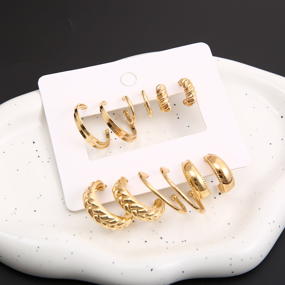 Ancient gold set of 6 earrings set exaggerated