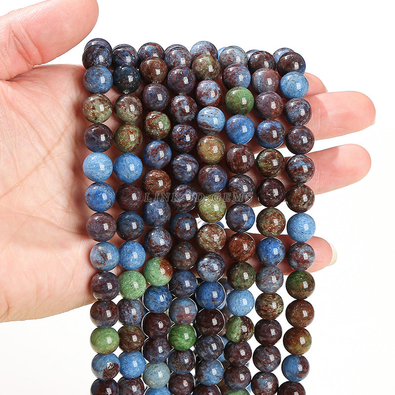 Pulsera de cuentas sueltas de jade con piedra natural de color azul. 