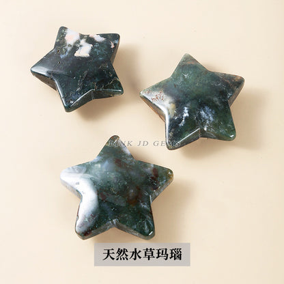 Natural agate crystal hole star moon love shaped loose beads