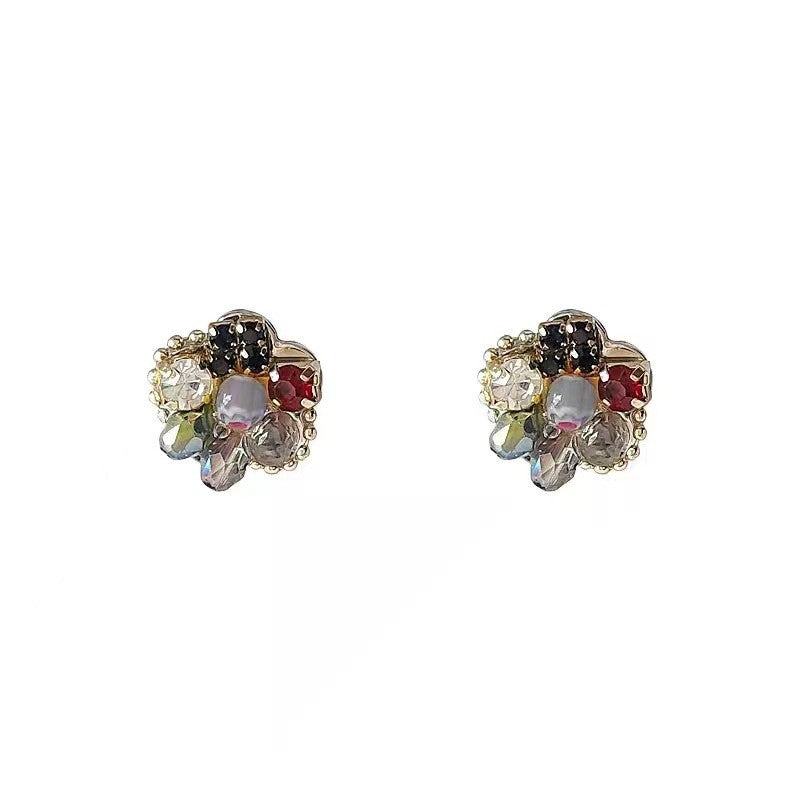 Pendientes irregulares con flores de diamantes de cristal 