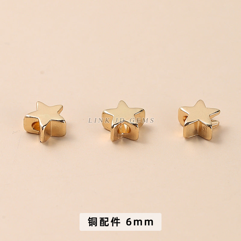 14/18K gold nine-character needle ball needle flower holder copper ring heart shape