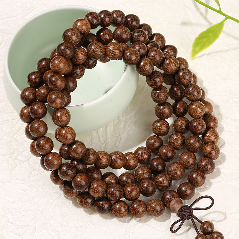 Golden Sandalwood Buddha Bead Bracelet 108 Beads