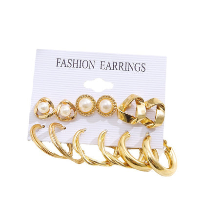 High-end earring set 6-piece set