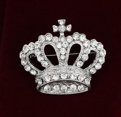 Flash Diamond Alloy Crown Brooch