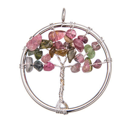 Tree of Life Pendant Natural Crystal Gravel Jewelry