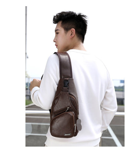 Men's breast bag soft surface PU