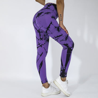 Tie-Dye High-Waist Butt-Lifting Sports Pants for Women