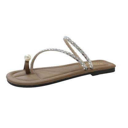 Pearl flat toe slippers