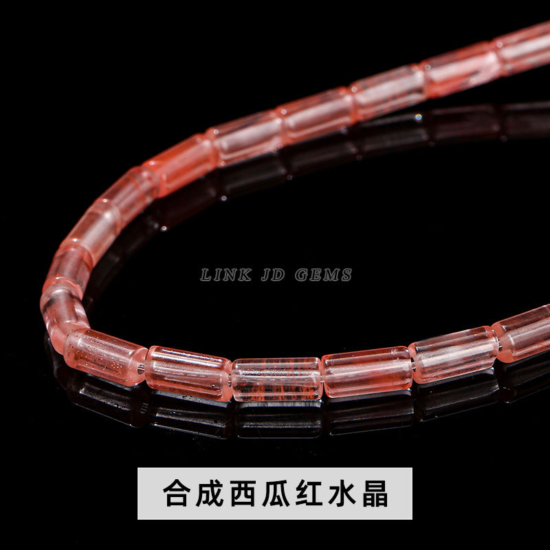 4 * 9 natural jade powder crystal round tube loose beads