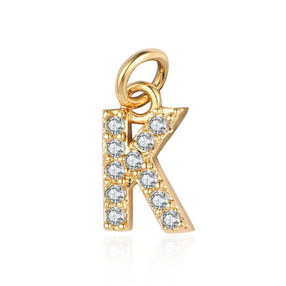 Copper zircon yellow gold letter pendant.