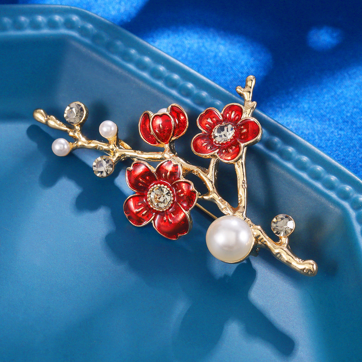 Red Plum Blossom Brooch