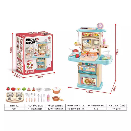 Children's Pretend Play Toy: Simulation Kitchen Sink with Sound and Light, Water Dispensing Dining Table