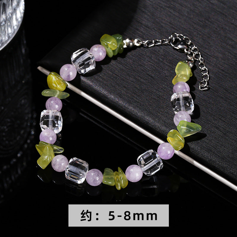 Natural purple jade white crystal sugar cube gravel bracelet