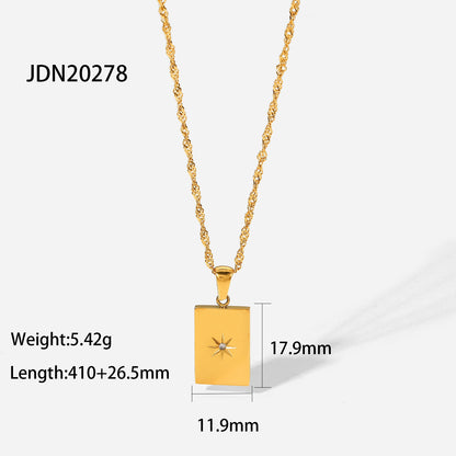 18K Rectangular Sun Pendant Necklace