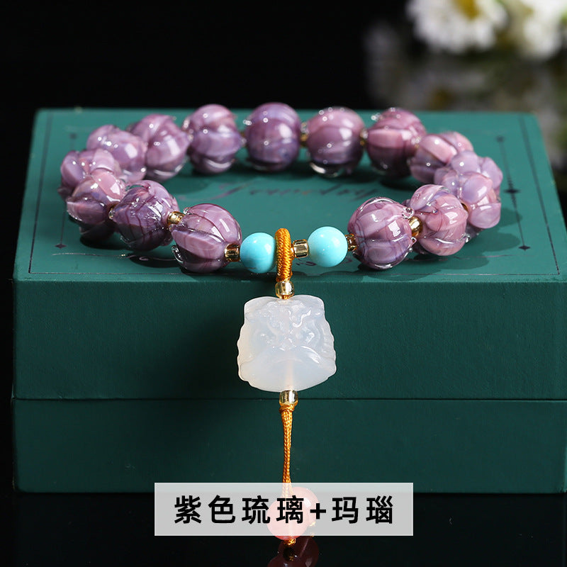 Purple Glazed Bracelet Purple Gold Glazed Natural