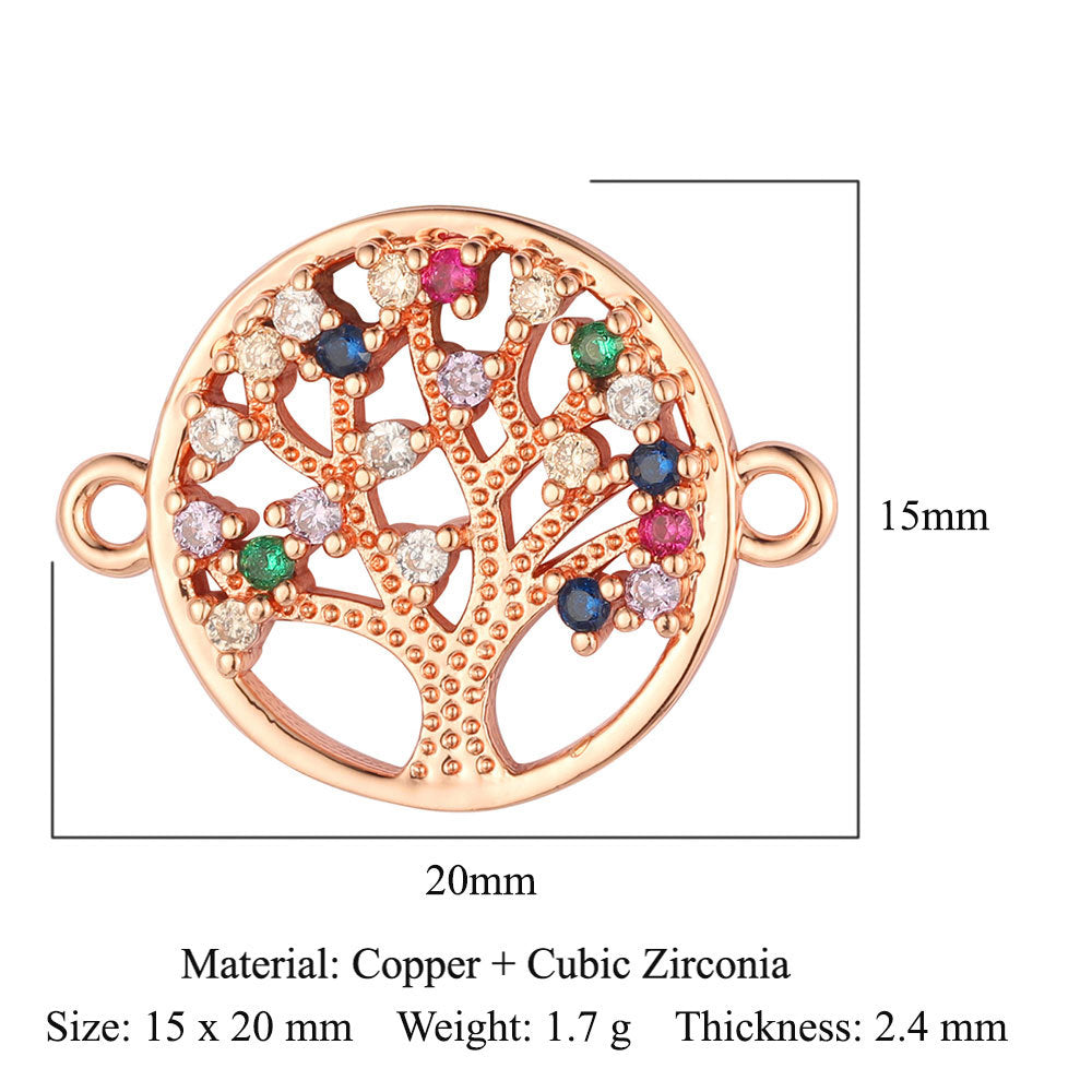 Cactus round zircon double hole copper accessories