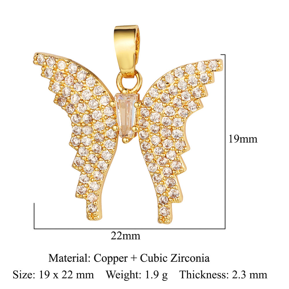 Copper zircon butterfly deer crystal pendant