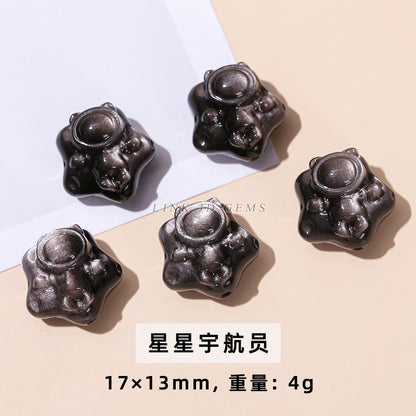 Wholesale of natural silver obsidian carving pendants