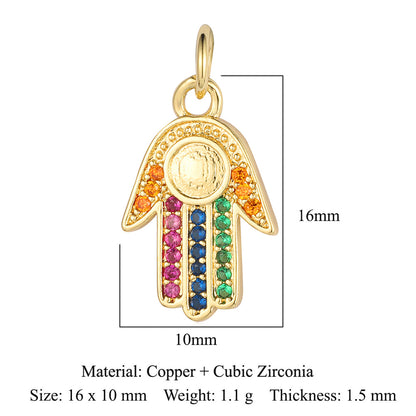 Evil Eye Fatima Palm Copper Zircon Pendant