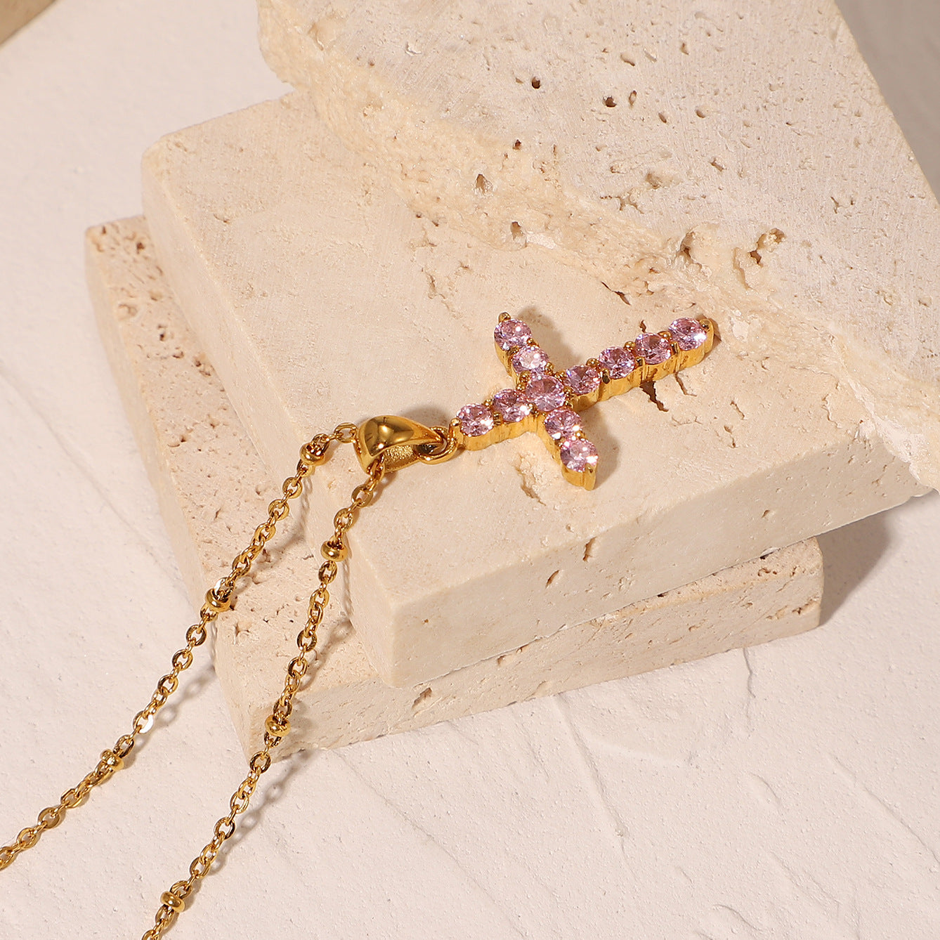 Zirconia Cross Pendant Necklace