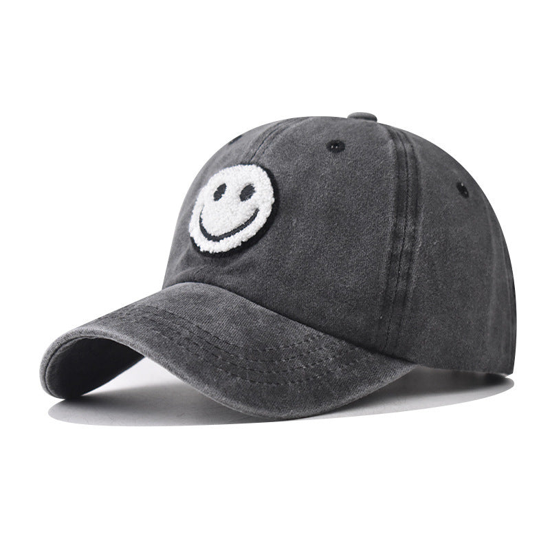 Gorra de béisbol con parche sonriente vintage lavada 