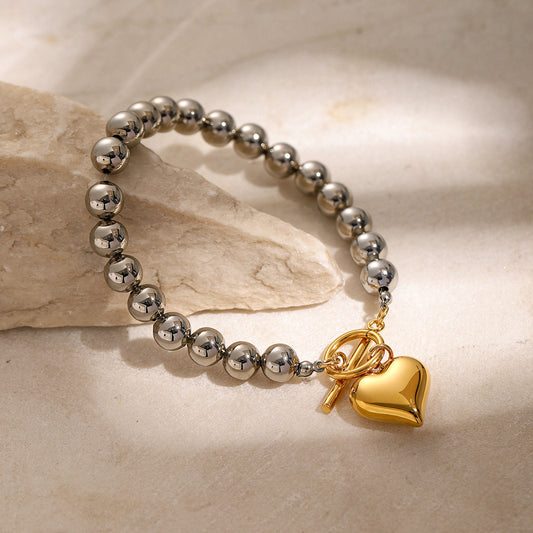 Gold Heart Pendant Bracelet