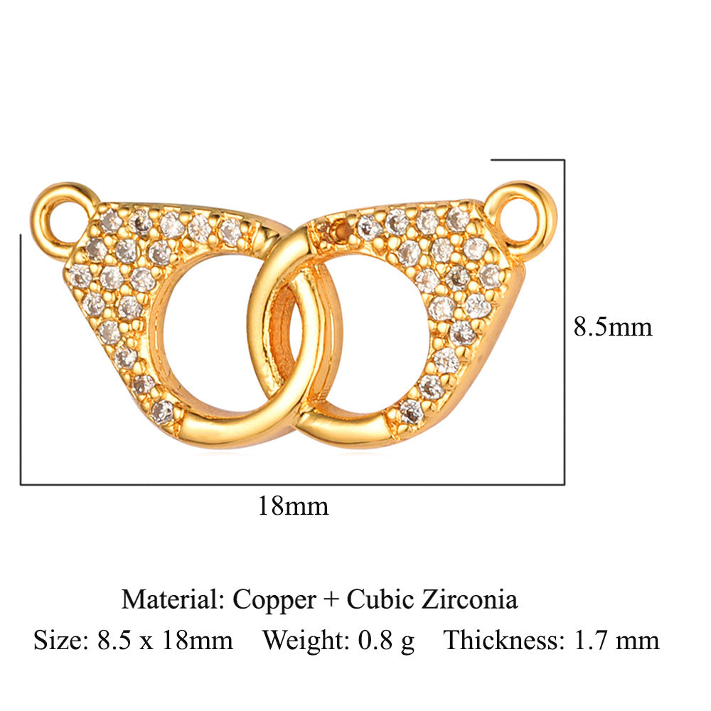 Leaves Flowers Stars Moon Double Hole Copper Zircon Accessories