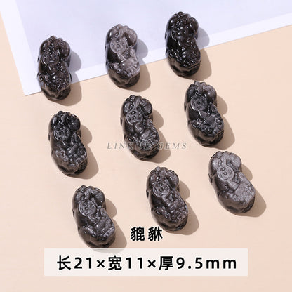 Wholesale of natural silver obsidian carving pendants