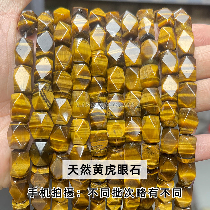 Natural yellow tiger's eye stone bucket beads loose beads