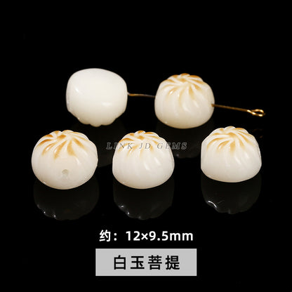 White Jade Bodhi Cat Claw Through Hole Loose Beads