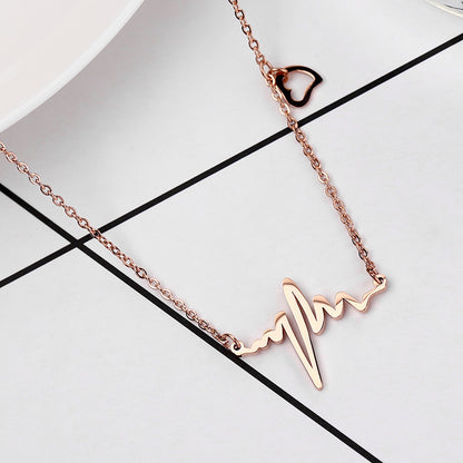 Electrograph wave rose gold necklace