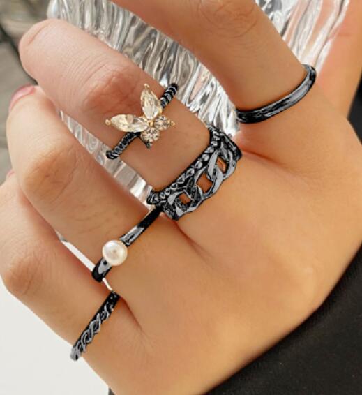 Butterfly ring set 5 pieces multi-jointed ring wholesale