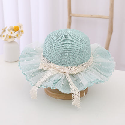 Kids Sun Hat Family Straw Cute Princess Summer Baby Beach Bag