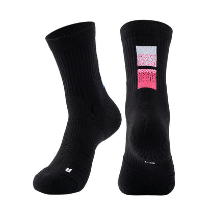 Adult Mid-Calf Gradient Basketball Socks Thick Sports Socks