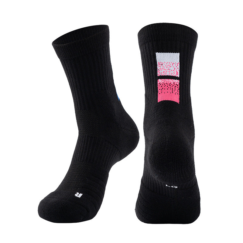 Mid-Length Basketball Socks Gradient Color Thick