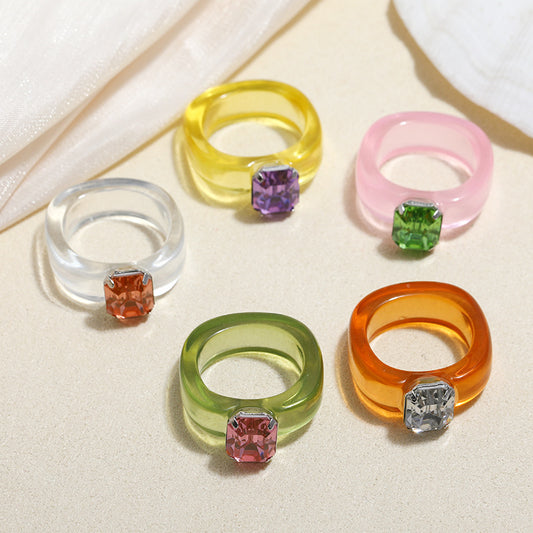 Colored diamond acrylic resin ring