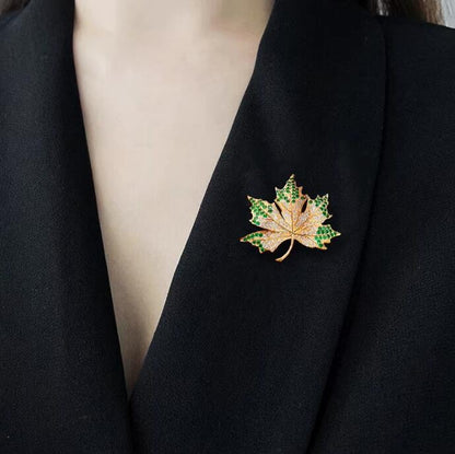 Flash Diamond Maple Leaf Brooch