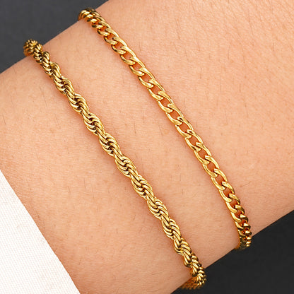 Stainless Steel Twisted Chain Bracelet 2-Piece Set