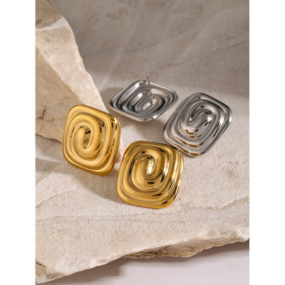 Rectangular spiral swirl earrings