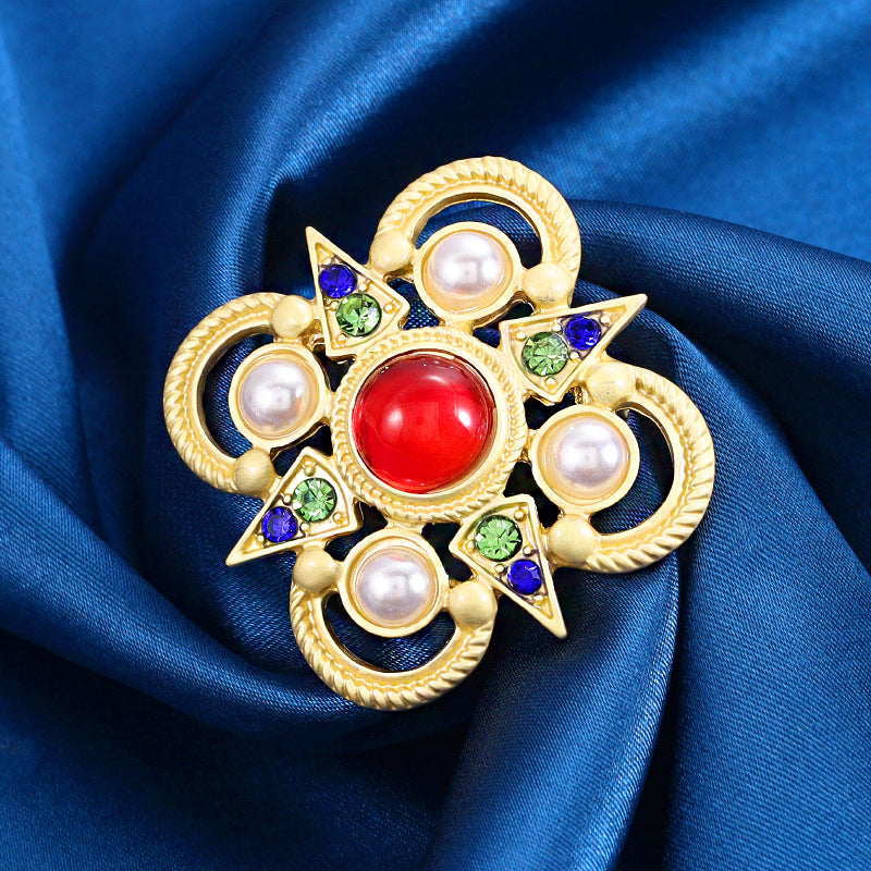 Glazed bead brooch retro