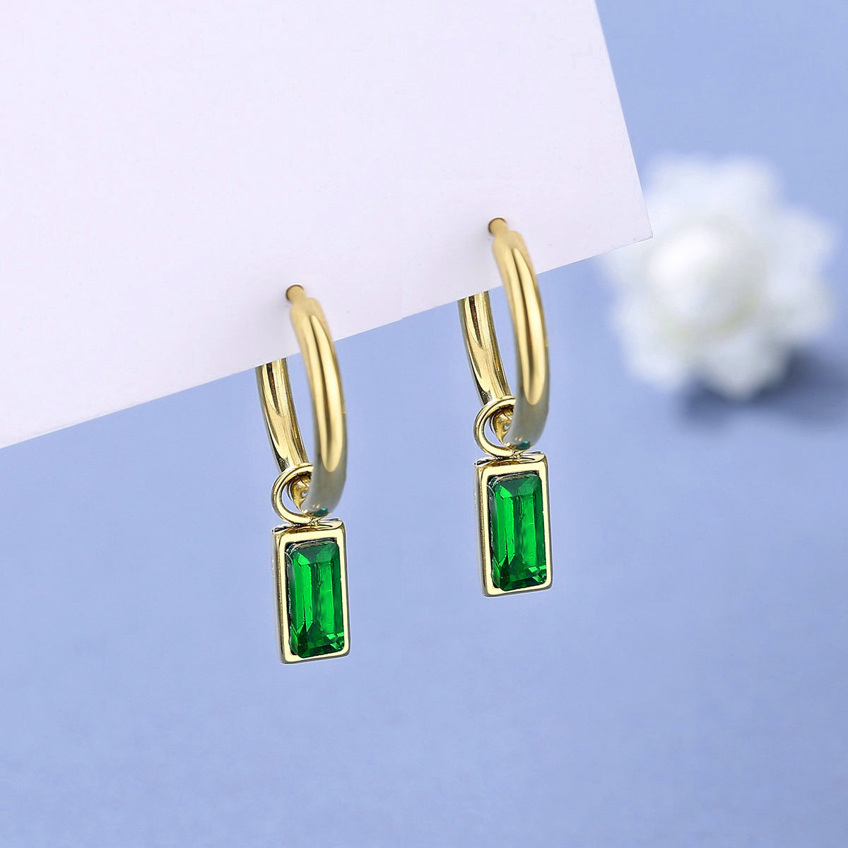 Emerald zircon earrings