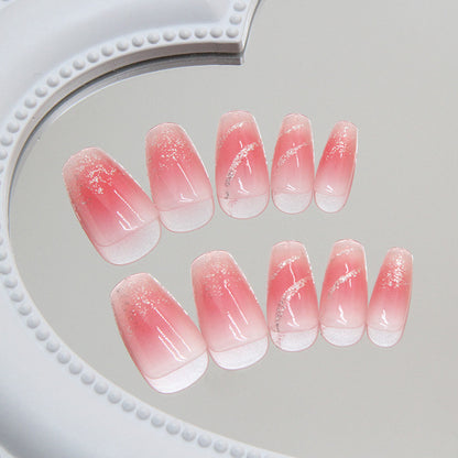 Blush Glitter Medium Long Ballerina Nail Stickers