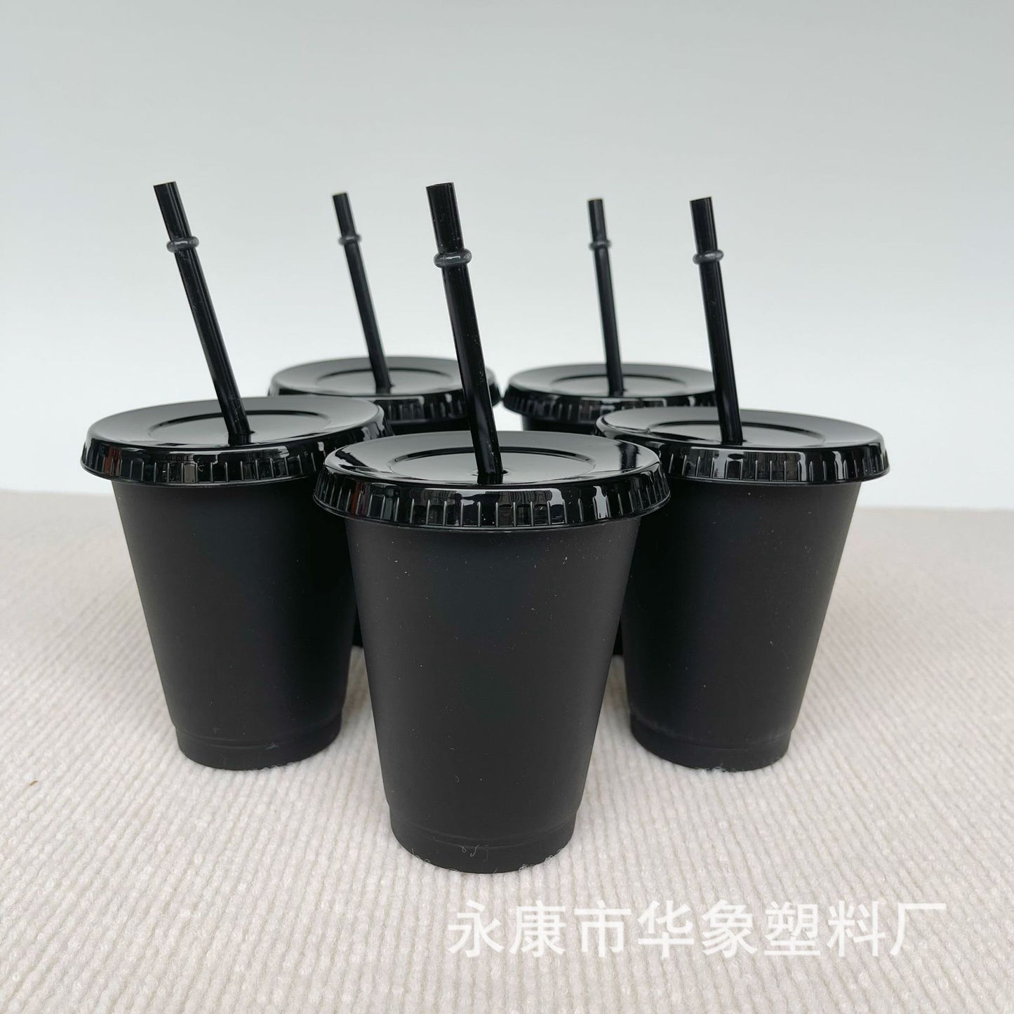 475Ml black straw coffee cup