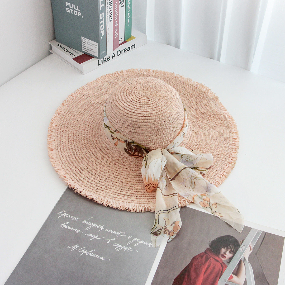 New Beach Hat Handwoven Raffia Vacation Wide Brim Sun