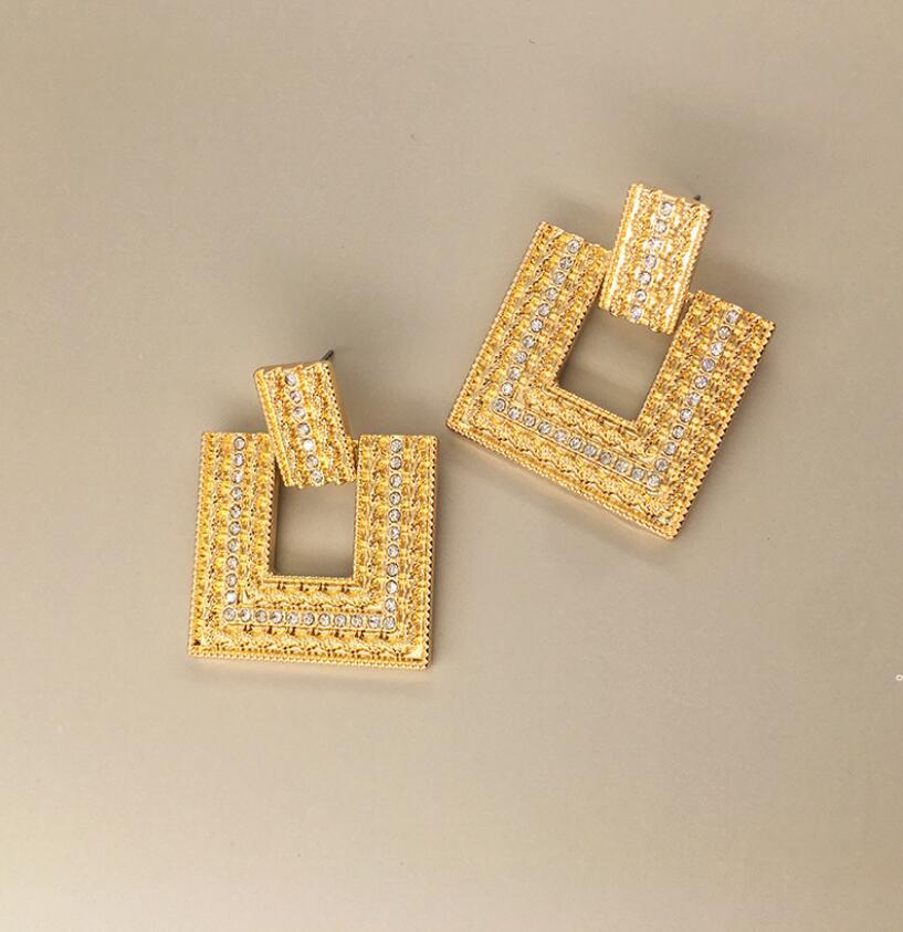 Geometric Square Diamond Retro Earrings