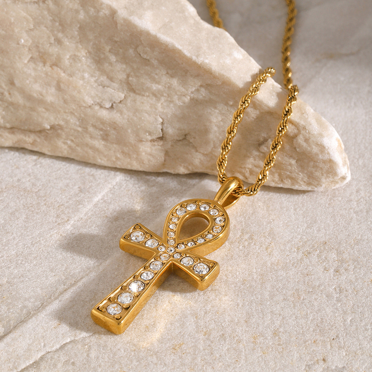 Rhinestone Cross Pendant Necklace