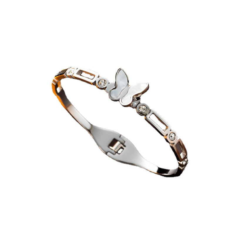 Luxury Titanium Steel 18K Gold Shell Butterfly Bracelet