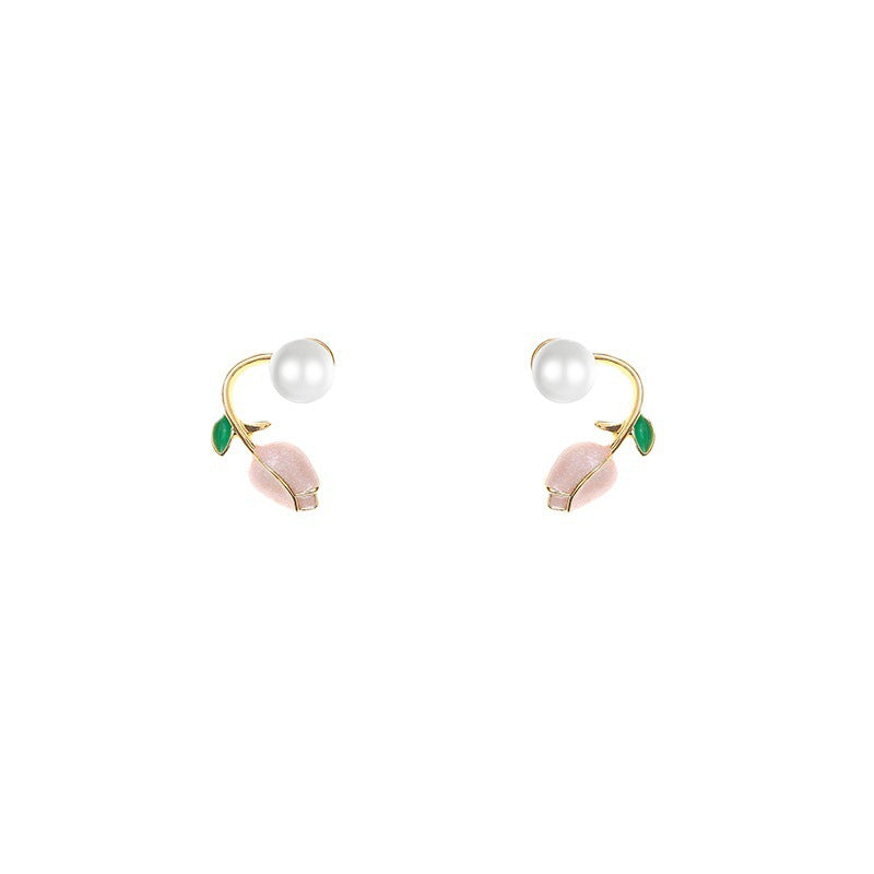 Pendientes de perlas con forma de tulipán