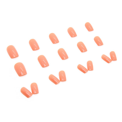 Summer Orange Crystal Square Nails